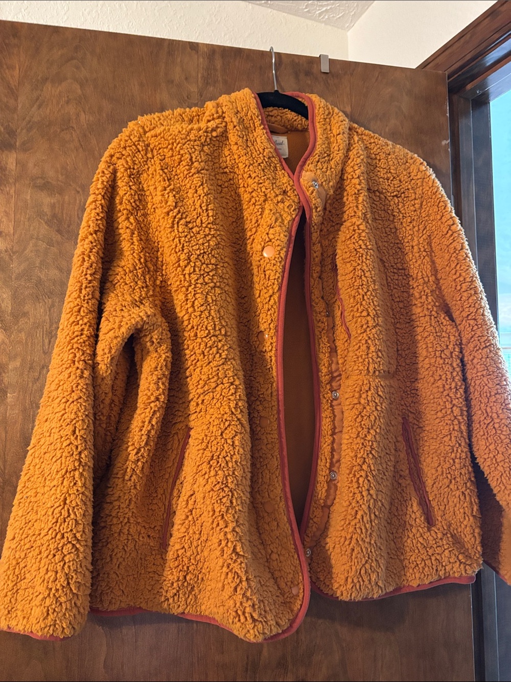 Universal Thread Mustard Yellow Sherpa Jacket with Rust Trim